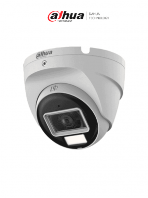 DAHUA HAC-T2A21N-U-IL-A- Cámara Domo de 2 MP Serie Cooper/ Lente de 2.8 mm con Apertura Hasta 100°/ Iluminación Inteligente Hasta 30Mts con IR + 20Mts Luz Calida/ Con Micrófono Incorporado/ Para Exterior IP67/ Metal - Image 1