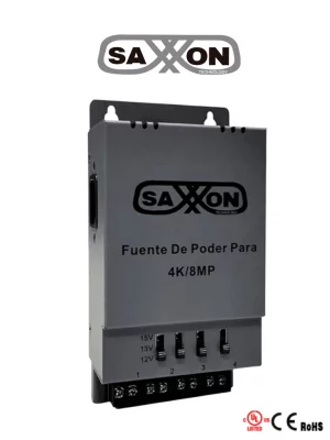 SAXXON ENERGIA PSU1205A-4K - Fuente de poder Regulable Metálica/ Conexión de Hasta 4 Canales/ Voltaje de Ajuste 12V 13V o 15V cc/ Salida de Hasta 5 Amp en los 4 Canales/ Instalación en Pared - Image 1