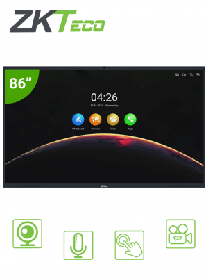 ZKTECO IWB86B - Pantalla Digital Interactiva / 86 pulgadas / 4K UHD / Android / Bisel Delgado / Cámara Integrada 13 megapíxeles / Matriz de 6 Micrófonos / 20 Puntos Multi-touch / Proyección Inalámbrica mediante WiFi - Image 1