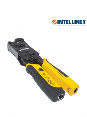 INTELLINET 780124 - Pinza crimpeadora universal de plugs modulares y probador de cables 2-en-1: crimpea, corta, pela, remata y prueba. - Image 3