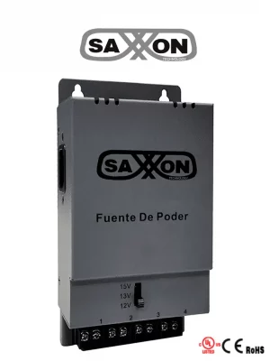 SAXXON ENERGIA PSU1205A - Fuente de poder Regulable Metálica/ Conexión de Hasta 4 Canales/ Voltaje de Ajuste 12V 13V o 15V cc/ Salida de Hasta 5 Amp en los 4 Canales/ Instalación en Pared - Image 1