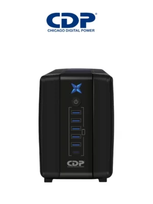 CDP R-UPR1008 - UPS Interactivo de 1000 VA y 500W, con 8 terminales de salida: 4 con respaldo, 4 con supresión de picos y 5 puertos USB y 1 USB-C. - Image 1