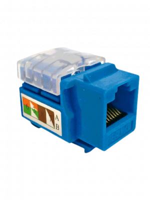 SAXXON M265C5B - Modulo jack keystone RJ45 / 8 Hilos / CAT 5E / Compatible con calibres  AWG 22-26 / Color azul - Image 1
