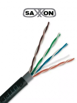 SAXXON OUTPCAT5ECOPEXT100 - Bobina de 100 Metros de Cable UTP Cat5e 100% Cobre/ Exterior con Doble Forro/ Color Negro/ Ideal para Cableado de Redes de Datos y Video/ - Image 1
