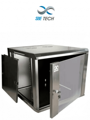 SBETECH GNLPAR12URP- Gabinete de pared de 12 UR con capacidad de carga de 60 Kg, dimensiones 60x60x64 cm y puerta frontal de cristal templado - Image 1