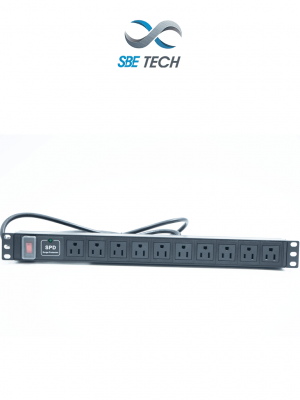 SBETECH SBE-TC010SPV - PDU horizontal con 10 contactos polarizados, supresor de picos y diseño para montaje en rack de 19" y 1U - Image 1