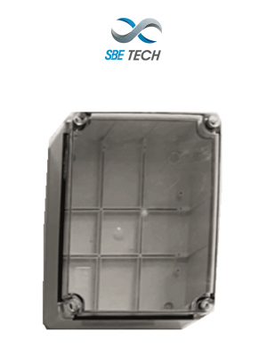 SBE TECH SBE-TR24019090 - Gabinete plástico para exteriores, cubierta transparente, 24x19x9 cm, termoplástico auto extinguible, IP67, alta resistencia al impacto, color gris - Image 1