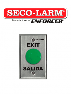 Seco-Larm SD7201GCPE1Q - Placa Con Botón Para Presionar De Color Verde De Salida. "Exit" y "Salida," SPDT - Image 1