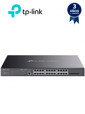 TP-LINK SG3428MP - Switch L2+ Omada PoE+ con 24 puertos PoE+ 10/100/1000 Mbps, 4 puertos SFP 1G, consola RJ45 y microUSB, además gestión centralizada Omada o Stand-Alone, con soporte Multicast IGMP, QoS y presupuesto PoE 384W. - Image 1