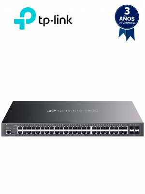 TP-LINK SG3452P - Switch L2+ Omada PoE+ con 48 puertos PoE+ 10/100/1000 Mbps, 4 puertos SFP 1G, consola RJ45/microUSB, gestión centralizada Omada/Stand-Alone, soporte Multicast IGMP, Calidad de Servicio (QoS), y presupuesto PoE 384W. - Image 1