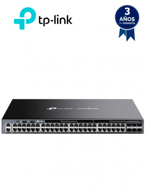 TP-LINK SG6654X- Switch Omada L3 Stackable de 48 puertos RJ45 Gigabit y 6 puertos SFP+ 10G , Stacking físico , Funciones L3 Enterprise. RIP, OSPF, ECMP, VRRP, PIM-DM, DHCP Server/Relay , Alta disponibilidad , VRRP y ERPS , Interfaz WEB , CLI , SNMP. - Image 1