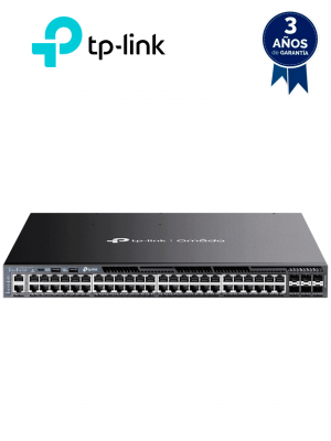 TP-LINK SG6654XHP - Switch Omada L3 Stackable de 48 puertos POE+ Gigabit y 6 puertos SFP+ 10G , 1440W , Stacking físico , Funciones L3 Enterprise. RIP, OSPF, ECMP, VRRP, PIM-DM, DHCP Server/Relay , Alta disponibilidad , VRRP y ERPS , Interfaz WEB , CLI. - Image 1
