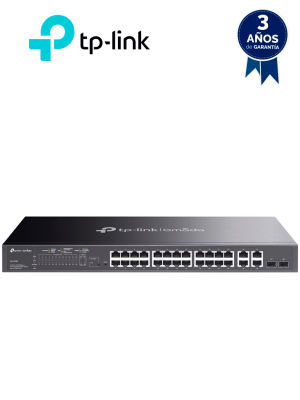TP-LINK SL2428P - Switch PoE+ JetStream SDN administrable con 24 puertos 10/100 Mbps, 2 puertos 10/100/1000 Mbps (Uplink), 2 puertos SFP (combo 2 RJ45 10/100/1000 Mbps), capacidad de 250W y administración centralizada OMADA SDN. - Image 1