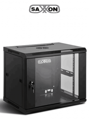 SAXXON SXR12U5412A - Gabinete de Pared Negro / 12UR / Puerta de Vidrio Templado / Alto 60 cm / Ancho 53 cm / Profundidad 40 cm - Image 1