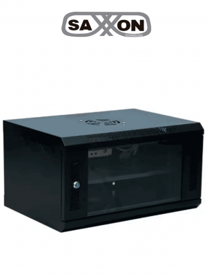 SAXXON SXR6U5406A - Gabinete de Pared Negro / 6UR / Puerta de Vidrio Templado / Dimensiones útiles: Alto 37 x ancho 53 x profundidad 40 cm - Image 1