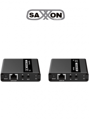 SAXXON LKV223P - Kit extensor de video HDMI/ Resolucion 4K/ 60 Hz/ Hasta 70 metros con Cat6/ 6A/ 7 Cero latencia/ Loop HDMI/ Soporta HDR/ Infra rojo de 2 Vias/ Salida de audio/ Se energiza solo el transmisor - Image 1