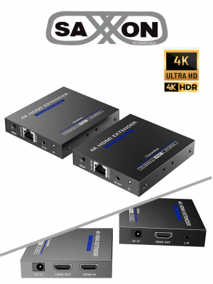 SAXXON LKV565P- Kit extensor HDMI de 2 Puertos/ Hasta 70 metros Con Cable CAT6/ 6A/ 7/ Resolución 4K @ 60Hz/ Transmisor IR/ Plug and play/ Soporta HDR/ Cero Latencia - Image 1