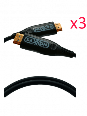 SAXXON SX05HDF047PAQ - Paquete de 3 Cables HDMI de 5 Metros por Fibra Óptica 4K@60Hz / Fibra 4 hilos + 7 hilos cobre estañado / Compatible con HDMI 2.0 / Alta velocidad 18 Gbps / 3D / HDR / Caja de Aleación de Zinc / Premium - Image 1