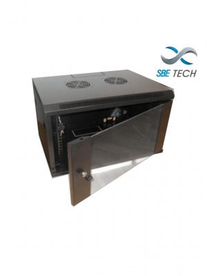 SBE TECH SBE-GNLPAR19X4UR Gabinete de pared 4UR/ 60.0 cm de ancho/ 45.0 cm  de profundidad Puerta delantera de cristal templado/ Cerradura y llaves - Image 1