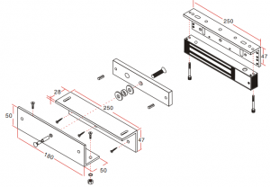 YLI YM350WS - Cerradura Magnética para Control de Acceso / Fuerza de Sujeción de 350 kg (800 lb) / Para puertas de madera, vidrio y metálicas / IP68 para uso exterior e interior - Image 3