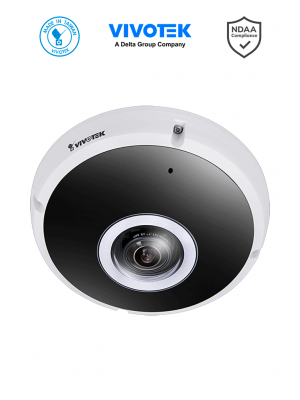 VIVOTEK FE9391-EV-V2-M12 - Camara IP panoramica fisheye 360º para exterior, 12 Megapixeles, Conector PoE M12, Iluminadores IR 5 Mts, Microfono Integrado, IA Deep Learning VCA, IP67, IK10, NEMA4x, EN50155 - Image 1