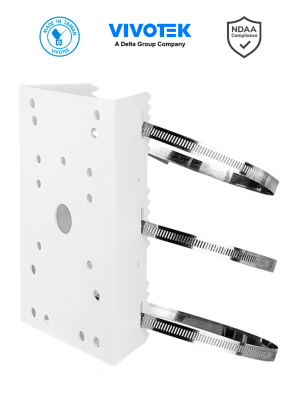 VIVOTEK AM-314 -Soporte para montaje en poste de cámaras y gabinetes para exterior, fabricado en acero y de color blanco - Image 1