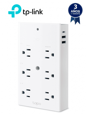 TP-LINK TAPO P306 - Multicontacto de 6 contactos WiFi para exterior , equipado con 1 puerto USB-C (PD) y 2 puertos USB-A (QC3.0), que brindan hasta 18 W de potencia ,  Control remoto con APP TAPO , Compatible con Alexa, Google Home y Apple Home. - Image 1