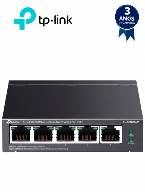 TP-LINK TL-SF1005LP -  Switch PoE no administrable con 5 puertos Fast Ethernet, incluyendo 4 puertos PoE AF. Presupuesto PoE de hasta 41W y modo extendido para conexiones de hasta 250m. - Image 1