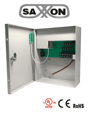 SAXXON PSU1210D9B - Fuente de Poder de 12 vcd/ 10 Amperes/ Para 9 Camaras/ Compatible con Bateria de Respaldo/ 1.1 Amper por Canal/ Protección contra Sobrecargas/ Certificación UL/ - Image 1