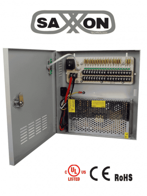 SAXXON PSU1220D18 - Fuente de 12 vcd/ 20 Amperes/ Para 18 Camaras/ 1.1 Amper por Canal/ Protección contra Sobrecargas/ Certificación UL/ - Image 1