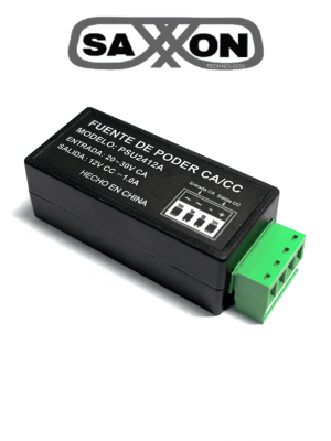 SAXXON PSU2412A1 - Convertidor de energia/ Corriente Alterna a Corriente Directa/ Voltaje de entrada 20V CA a 30V CA/ Voltaje de Salida 12V CD/ / 1 Ampere - Image 1