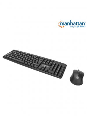 MANHATTAN 178464 Juego de teclado y mouse óptico, cableados Teclado con cable y ratón óptico con cable, negro - Image 1