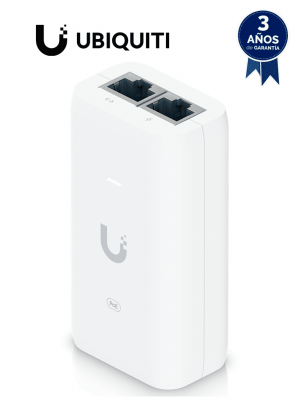 UBIQUITI U-POE-af - Inyector PoE Gigabit para equipos Ubiquiti, 48 VDC, 0.32A, compatible con estándar 802.3af, color blanco. - Image 1