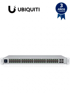 UBIQUITI USW-48 UniFi Switch Capa 2 de 48 puertos 10/100/1000 Mbps más 4 puertos 1G SFP, con pantalla informativa. - Image 1