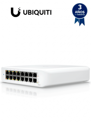 UBIQUITI USW-LITE-16-POE - Switch UniFi Lite, PoE administrable, con 16 puertos 10/100/1000 Mbps y 8 puertos 802.3af/at, con un presupuesto PoE de 45W - Image 1