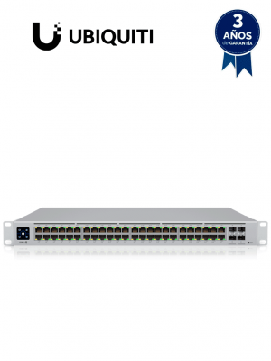UBIQUITI USW-PRO-48-POE - UniFi Switch Gigabit PoE PRO con 48 puertos PoE Gigabit Ethernet, 4 puertos SFP de 1-10G, 600W de potencia PoE, compatible con PoE at/bt y pantalla informativa - Image 1