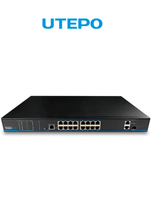 UTEPO UTP1SW1602TSPOE - Switch PoE, 16 puertos PoE Fast Ethernet, 1 puerto combo Gigabit SFP/RJ45, 1 puerto Gigabit RJ45, 802.3af/at, PoE 180W - Image 1