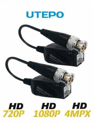 UTEPO UTP101PHD404 - Paquete de 4 pares de transceptores pasivos con terminales Push. Alcance: HDCVI 720p 250m, 1080p 200m; TVI 720p 250m, 1080p 200m; AHD 720p 300m, 1080p 300m. Fácil conexión - Image 1