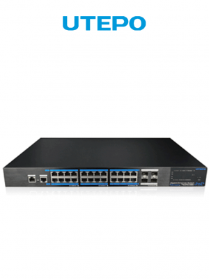 UTEPO UTP7524GEPOE4GF - Switch Gigabit PoE administrable, capa 2, 24 puertos PoE Gigabit RJ45, 4 puertos SFP Gigabit, 802.3af&at, PoE 390W, Fast Ring - Image 1