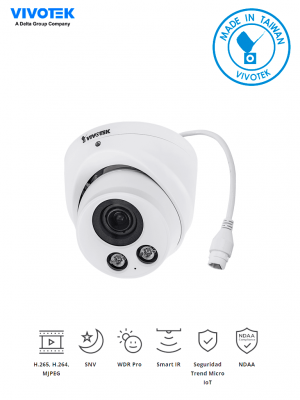VIVOTEK IT9388-HT - Camara IP domo exterior 5 Megapixeles / H.265/ Lente Varifocal Remoto 2.8-12mm / WDR Pro/ Protección IP66,IK10/ Visión SNV/ Smart IR 30 mts / Micrófono Integrado/Ciberseguridad Trend Micro/ Smart Stream III/ ONVIF - Image 1