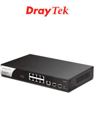 DRAYTEK VigorSwitch G2100 - Switch Gigabit administrable de 10 puertos, 8 puertos 10/100/1000Mbps, 2 SFP, 1 consola, capa 2 con funciones de capa 3 (DHCP, enrutamiento VLAN), interfaz web y prevención de conflictos IP - Image 1