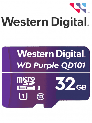 WESTERN WDD032G1P0C- Memoria de 32GB Micro SDHC/ Linea Purple/ Clase 10 U1/ Lectura 50MB/ Escritura 40MB/ Especializada para Videovigilancia - Image 1
