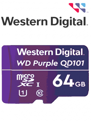 WESTERN WDD064G1P0C- Memoria de 64GB Micro SDXC/ Linea Purple/ Clase 10 U1/ Lectura 50MB/ Escritura 40MB/ Especializada para Videovigilancia - Image 1