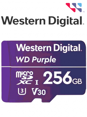 WESTERN DIGITAL WDD256G1P0C MicroSD 256GB / MICRO SDXC PURPLE SC QD101 VIDEOVIGILANCIA 24/7 CLASE 10 U1 LECT 50MB/S ESC 40MB/S - Image 1