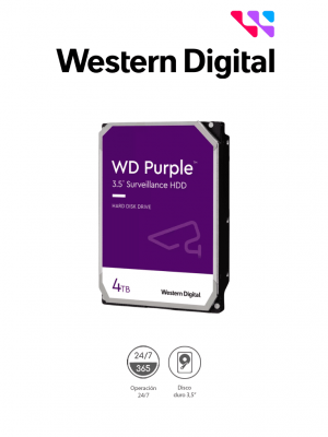 WESTERN DIGITAL WD43PURZ -  Disco Duro de 4TB Purple/ Especial para Videovigilancia/ Trabajo 24/7/ Interface: Sata 6 Gb/s/ Hasta 64 Cámaras/ Hasta 16 Bahías de Discos Duros/ 180Mb/S /3 Años de Garantía - Image 1