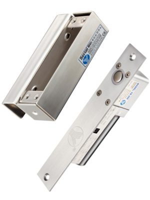 YLI YB300PACK - Paquete de cerradura de perno para control de acceso de puertas con retardo configurable de 3, 6 y 9 segundos incluye soporte de instalacion modelo YM600/ Voltaje dual 12 o 24 VDC - Image 1