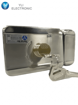 YLI ABK703BS - Cerradura inteligente con cierre automático cuenta con juego de 3 llaves, sensor con luz LED de status o correcto cerrado, apertura con pulso voltaje de 12VDC - Image 1