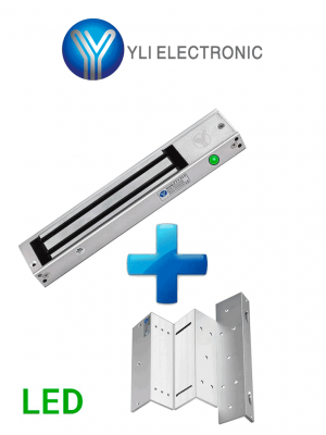YLI YM280NLEDPAK - Paquete de Cerradura Magnética YM280N con Led y Soporte de Fijación tipo ZL / Fuerza de Sujeción 280kg (600LB) / Para puertas de madera, vidrio y metálicas - Image 1
