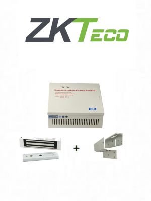 ZKTECO LM120YPAK - Paquete de contrachapa magnética de 120 kg o 264 lb, incluye soporte para instalación en ZL y Gabinete de energía con salida de 12 VDC, soporta batería de respaldo - Image 1