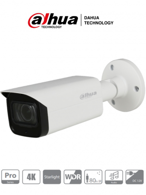 DAHUA HFW2802T-Z-A - Camara Bullet 4k Starlight/ 8 Megapixeles/ Lente Motorizado 3.7 a 11mm/ 0.005 Lux color/ WDR Real 120dB/ Ir 80 Mts/ Microfono Integrado + 1 Canal de Audio/ IP67/ - Image 1